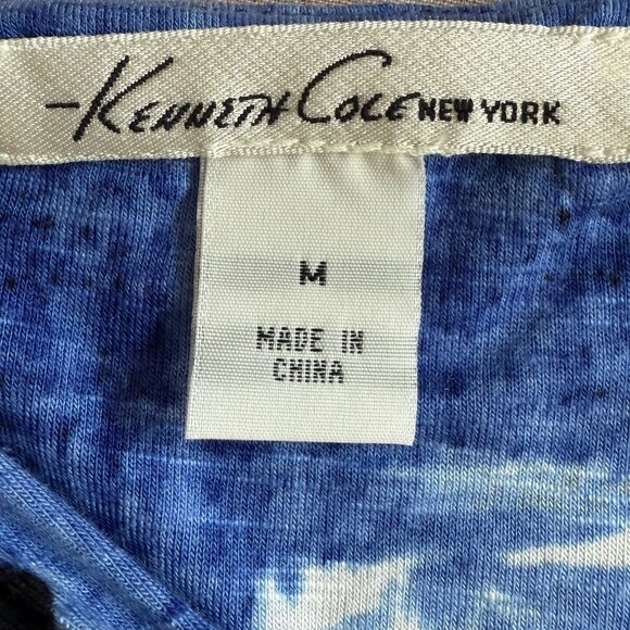 NWT Kenneth Cole Blue White Knotted Twist Sleeveless Top Size M - Picture 5 of 7